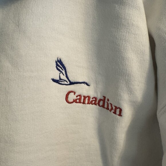 VTG 1999 Canadian Airlines Logo Crewneck Half Zip Sweatshirt Pullover Men L Fit - Picture 3 of 10